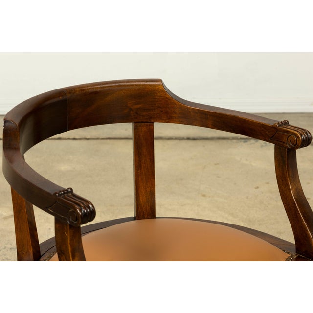 Late 19th Century French Empire Style Mahogany Barrel Back Desk Chair For Sale - Image 18 of 18