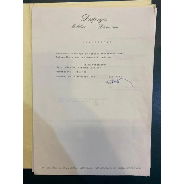 Contemporary Erina Margiacchi, Still Life, Oil on Canvas, 1980s For Sale - Image 3 of 10