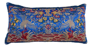 Hollywood Regency Royal Blue & Gold Asian Chinoiserie Boudoir Pillow