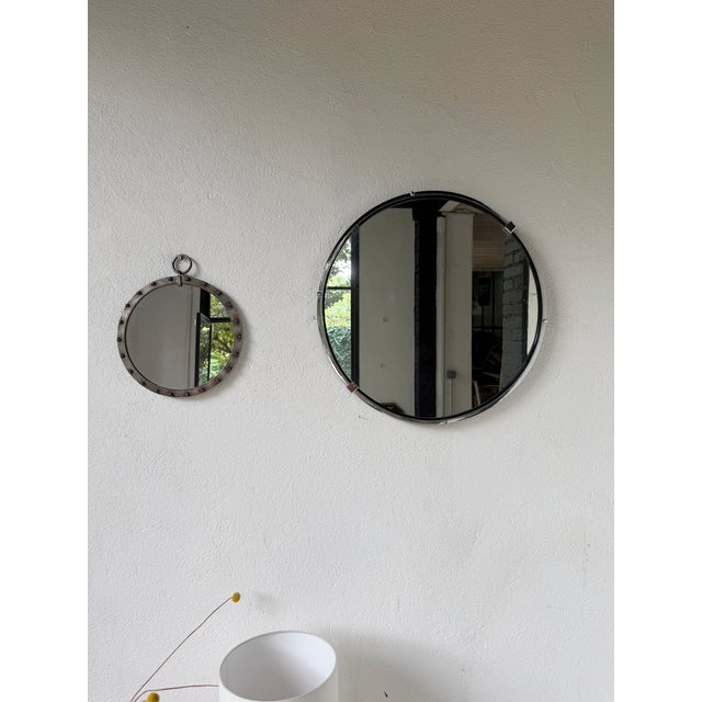 1960s Round Brutalist Wrought Iron Mirror with Nails, 1960s For Sale - Image 5 of 18