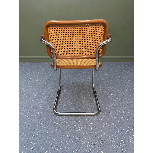 1980s 1980's Italian Cesca-Style Cane and Chrome B64 Armchair After Marcel Breuer For Sale - Image 5 of 9