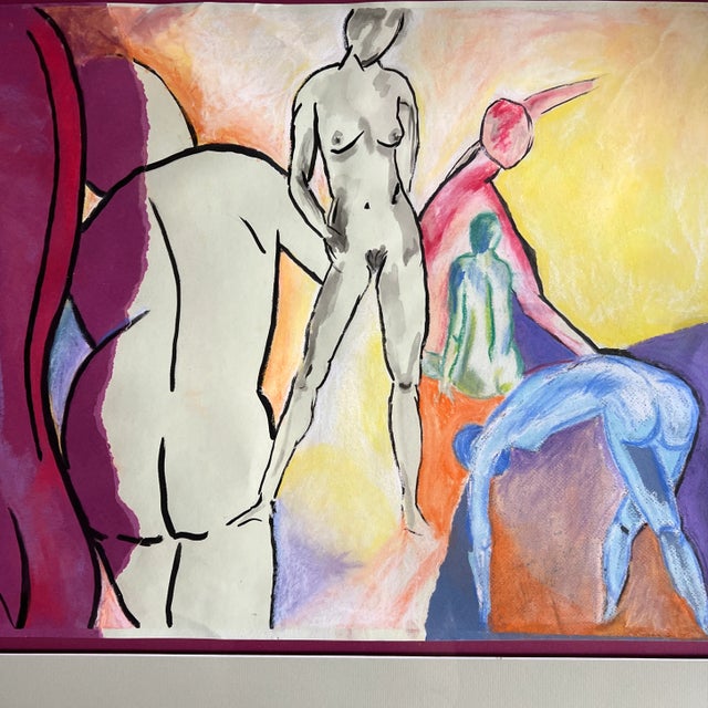 Contemporary American Abstract Nude Watercolour and Pastel Painting on Paper by Susan Berris For Sale - Image 4 of 12