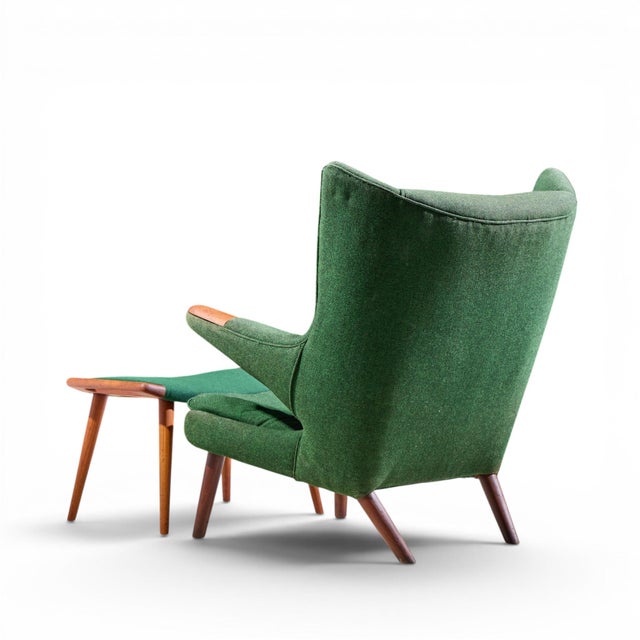 Mid 20th Century Hans Wegner for Ap Stolen Ap19 Mid Century Papa Bear Chair and Ottoman For Sale - Image 5 of 10