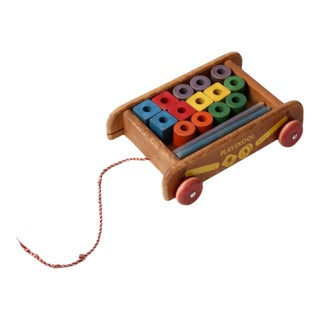 Vintage Playskool Wagon With Toy Blocks For Sale