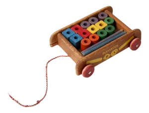 Vintage Playskool Wagon With Toy Blocks