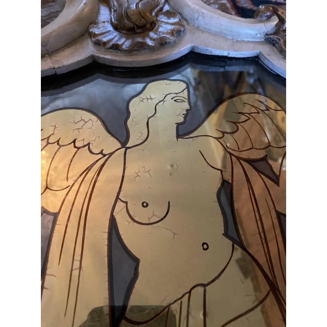 Gold Early 20th Century Maison Jansen Verre églomisé French Style Mid Century Carved Gilt Mirror For Sale - Image 8 of 11