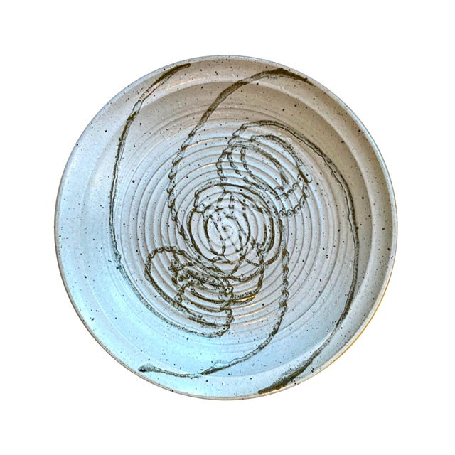1980's Abstract 22" Stoneware Charger - By Ken Edwards - Montana For Sale - Image 9 of 9