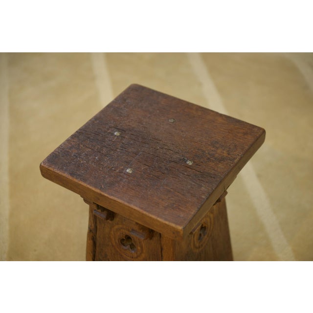 Brown Early 20th Century Brutalist Oak Stool, 1950s For Sale - Image 8 of 9