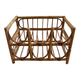 Vintage Tortoise Bamboo 6 Bottle Wine Rack For Sale