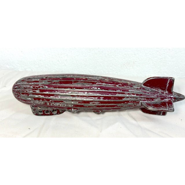 Antique 1920's Original Ac Williams Red Graf Zeppelin Cast Iron Coin Still Bank For Sale In New York - Image 6 of 12