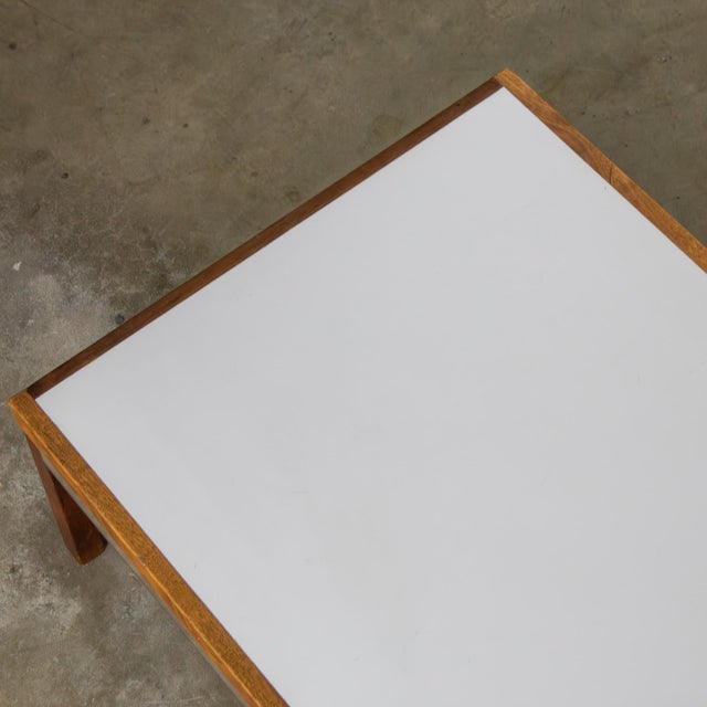 Coffee Mid-20th Century MCM Coffee or End Table Rectangular Walnut Frame & White Laminate Top For Sale - Image 8 of 18
