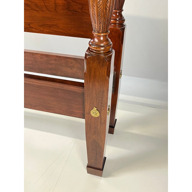 Late 20th Century Colonial Furniture Company Attributed Queen Cherry Rice Carved Four Poster Bed For Sale - Image 6 of 18