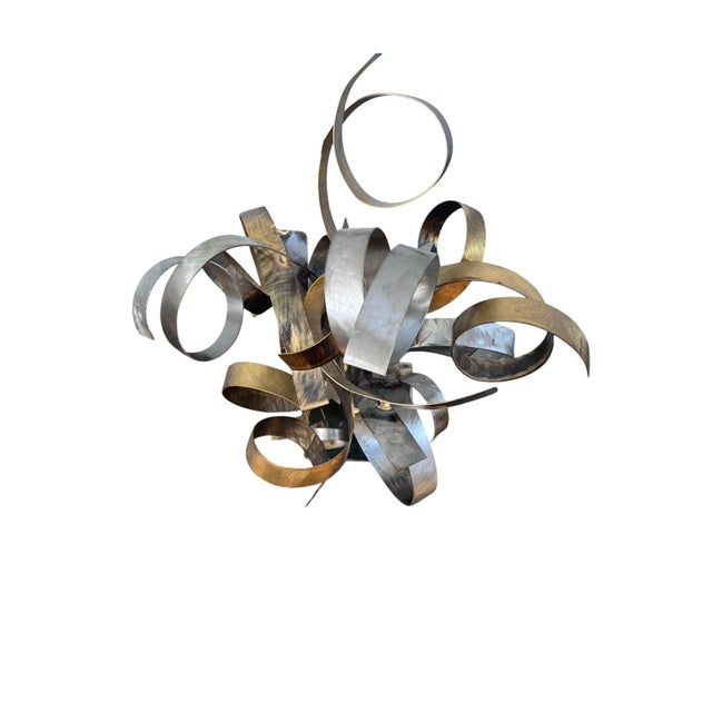 Signed Silas Seandel Abstract Mixed-Metal Ribbon Sculpture For Sale - Image 9 of 15
