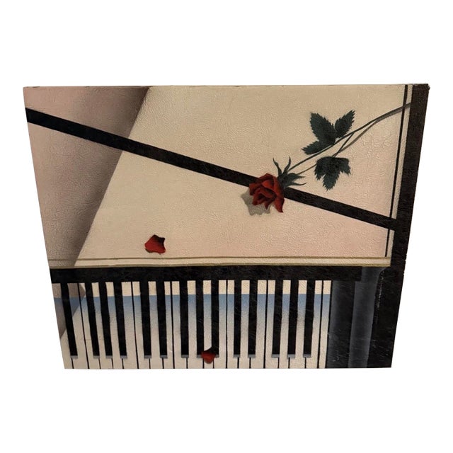 1980s Michail Prouskine Original Oil Painting of Piano For Sale
