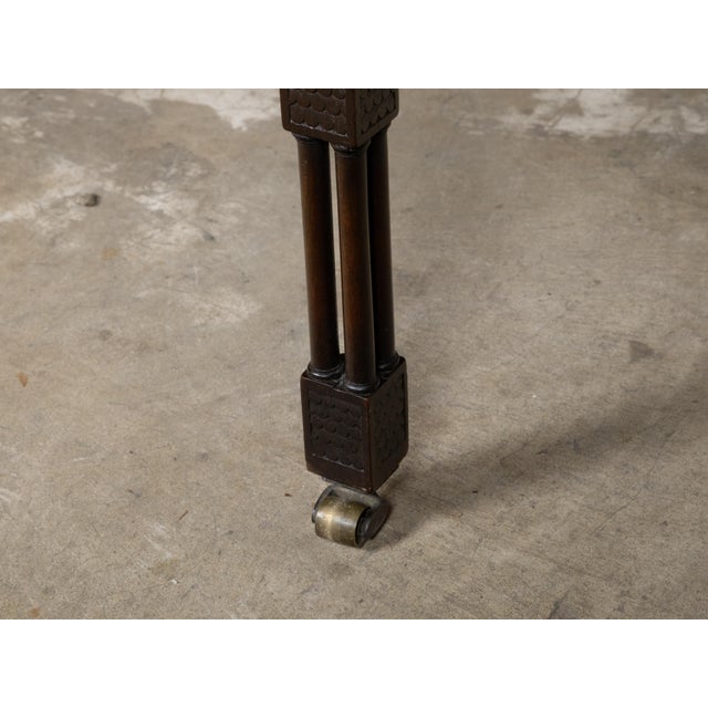 English 19th Century Mahogany Faux Bamboo Side Table with Carved Tray Top For Sale - Image 12 of 12