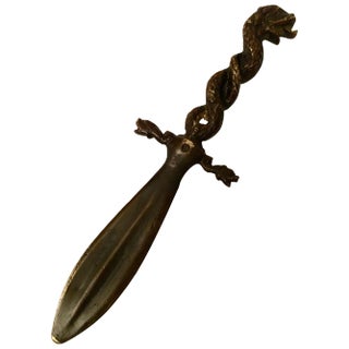 Bronze Serpent Dolphin Letter Opener For Sale