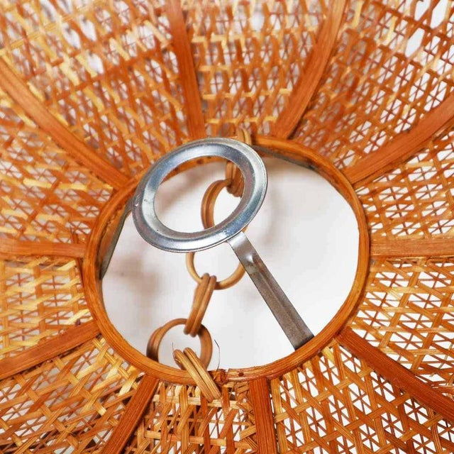 Wood Pendant Lamp in Wicker For Sale - Image 7 of 8