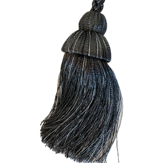 Late 20th Century Vintage Grey and Silver Tassel Tie Backs - Set of 3 For Sale - Image 5 of 5