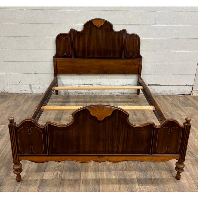 Art Deco Vintage Full Size Davis Cabinet Co Art Deco Art Nouveau Style Low Poster Bed For Sale - Image 3 of 10