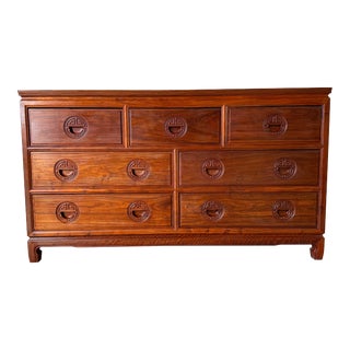 Vintage Baker Ming - Style Asian Chinoiserie Solid Wood Seven - Drawers Dresser For Sale