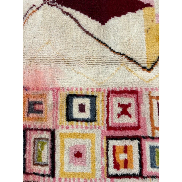Moroccan Artist Post-Modern Red Abstract Beni Ouarain Wool Rug For Sale - Image 4 of 8