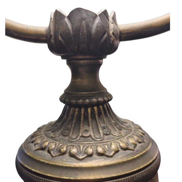 1900s Rare Unsigned Cameo Glass Art Nouveau Style Landscape Table Lamp - Gilt Bronze Base For Sale - Image 10 of 11
