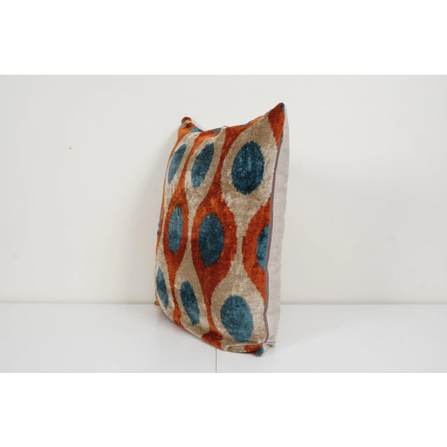 Mid-Century Modern Red Silk Ikat Velvet Pillow Cover 22" X 22" For Sale - Image 3 of 5