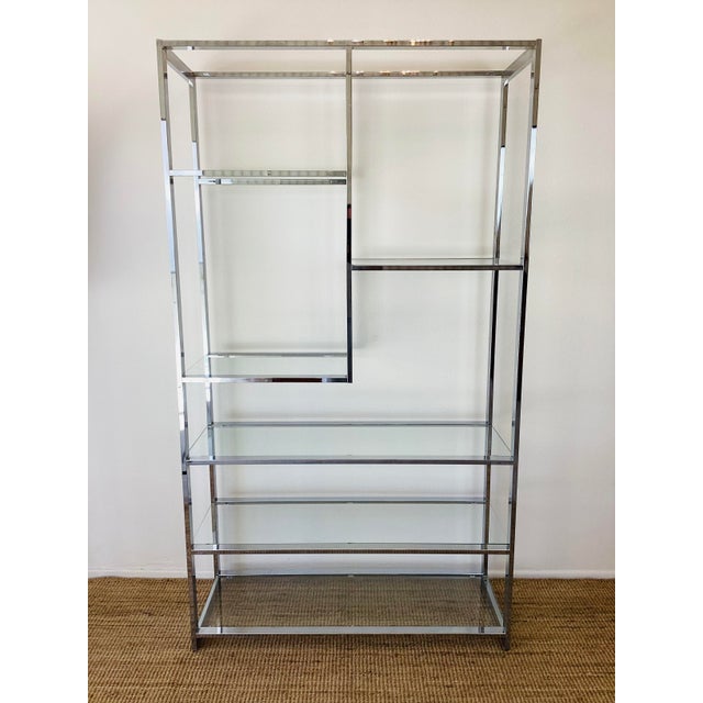 Vintage 1970s Milo Baughman Style Chrome Etagere Bookcase Mid Century Modern For Sale - Image 11 of 13
