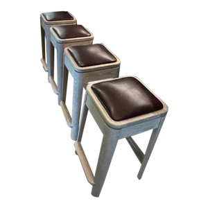 R W Guild Tonic Stools With Pergamena Leather - Set of 4