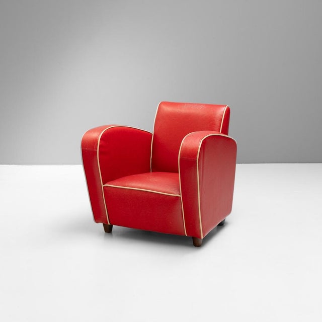 Red Vintage Art Deco Style Club Chair, 1980s For Sale - Image 8 of 8