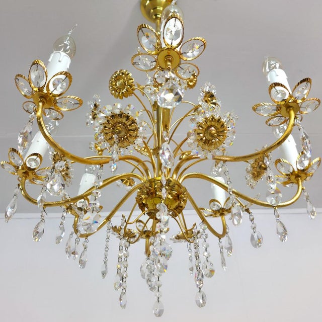 Crystal Flower Chandelier from Palwa, 1970s For Sale - Image 9 of 11