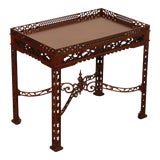 Image of Late 20th Century Chinese Chippendale Style Carved Mahogany Tea Table For Sale