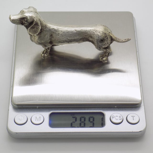 Vintage Italian Handmade Genuine Silver Large Dachshund Dog Detailed Figurine For Sale - Image 10 of 10