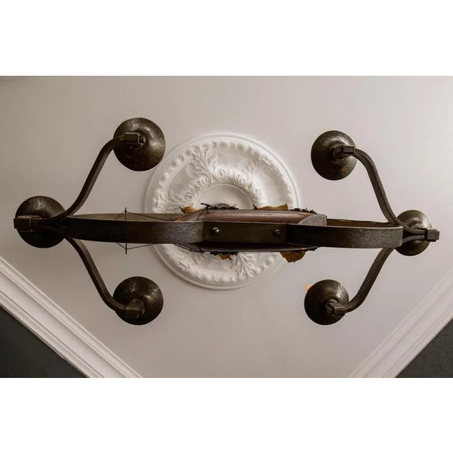 Metal Mid-Century Wrought Iron Six-Light Chandelier with Ship, France, 1970s For Sale - Image 7 of 18