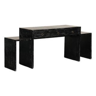 JMF Style Dark Cerused Oak Extendable Writing Desk For Sale