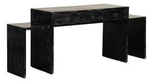 JMF Style Dark Cerused Oak Extendable Writing Desk