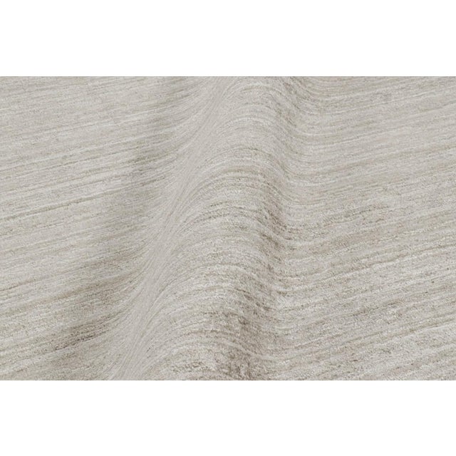 Rug & Kilim’s Oversized Textural Rug in Solid Beige and Taupe Tones Striae For Sale In New York - Image 6 of 7