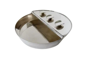 C.1950's-1960's Asprey Co. Of London, Silver Plate Lidded Catchall, Ashtray With 3 Cigar/Cigarette Rests by Almazon of Spain(Mfr.)