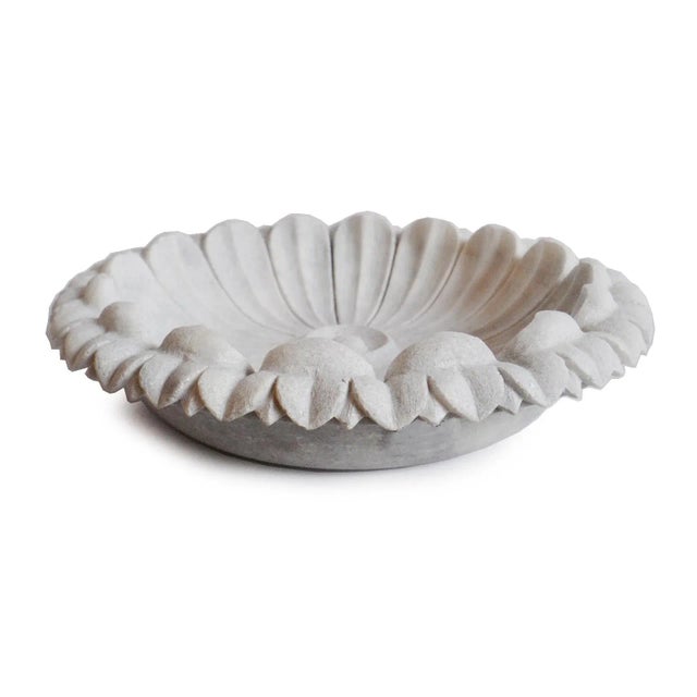 White Marble Lotus Bowl For Sale - Image 4 of 5