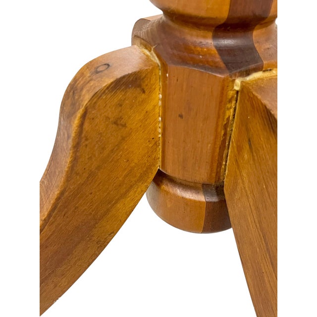 Vintage Texas Folk Tramp Art Marquetry Starburst Pedestal Table For Sale - Image 9 of 18