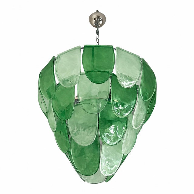 Modern Modern Green Petals Murano-Style Glass Chandelier For Sale - Image 3 of 9
