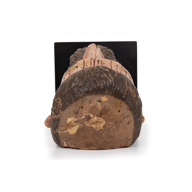 Spanish Polychromed Carved Head of Christ as Ecce Homo, Early 18th Century For Sale - Image 17 of 18