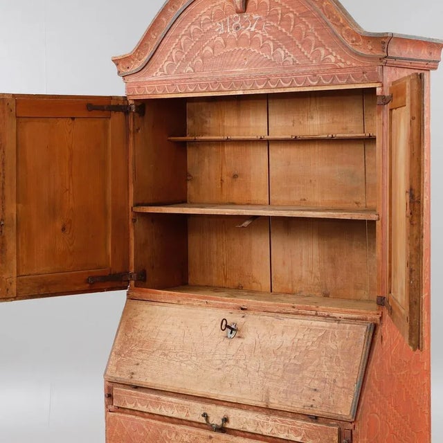 Mid 19th Century Cabinet Secretary with Original Painting, 1837 For Sale - Image 5 of 8
