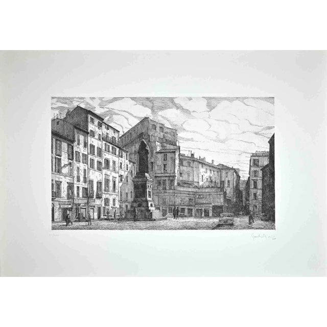 View of Piazza Campo dé Fiori is an original contemporary artwork realized in 1970 by the Italian artist Giuseppe...