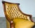 French Louis XVI Style Tufted Golden Cognac Leather Lounge Chair by Old Hickory Tannery For Sale - Image 3 of 12