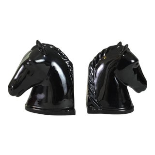 1930s Art Deco Abington Pottery-Horse Head Bookends - a Pair For Sale