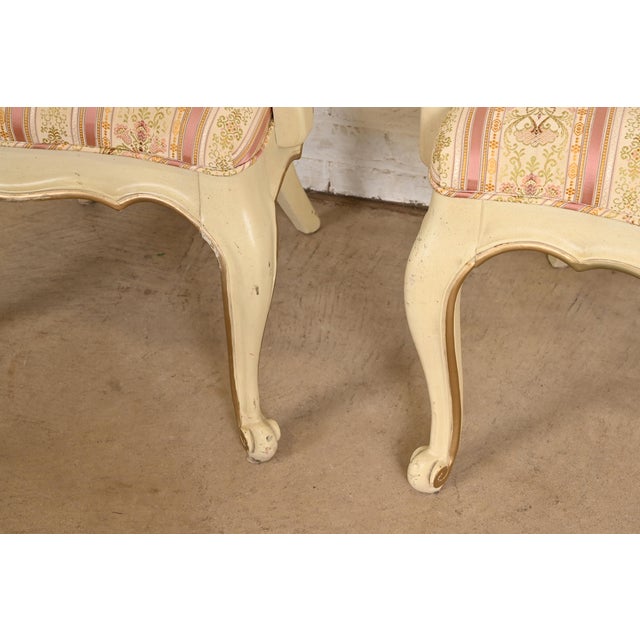 Karges French Provincial Louis XV Cream Lacquered and Gold Gilt Dining Chairs, Set of Six For Sale - Image 9 of 12