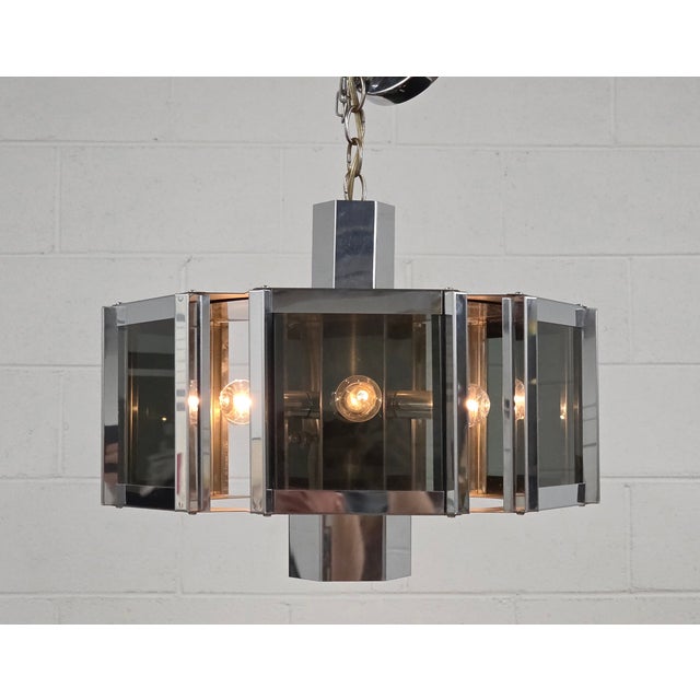 Mid-Century Modern 1960s Space Age Chrome Chandelier by Robert Sonneman for Fredrick Ramond For Sale - Image 3 of 9