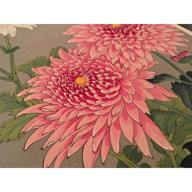 "Chrysanthemums" Japanese Woodblock Chairish