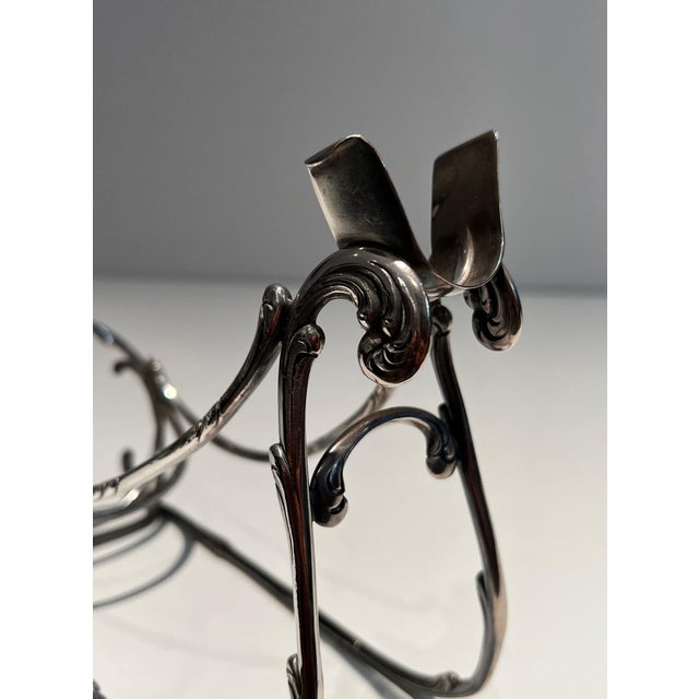 Silver-plated metal sled bottle holder. French work. Circa 1930 For Sale - Image 10 of 12